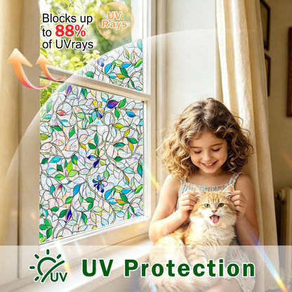 Frosted Glass Window Film, Decorative Sun Heat Blocking,Anti UV Save Energy