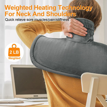Heating Pad for Neck and Shoulders and Back, Mothers Day Gifts for Mom Wife Grandma, Birthday Gifts for Women, Weighted Neck Heating Pads, Large Heat Pad, 6 Heat Settings 4 Auto-Off, 17"x23" Blue