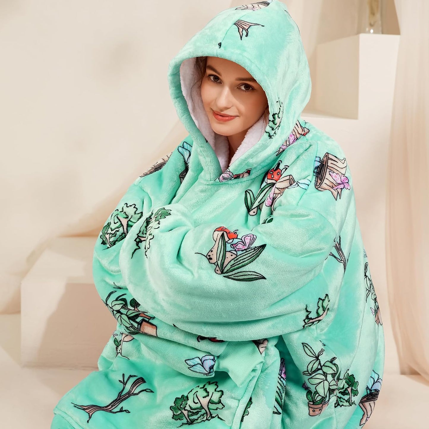 Narecte Cozy Oversized Blanket Hoodie Wearable Blanket Adults Soft Hooded Blanket Hoodie Birthday Gifts for Women Christmas - Colors B