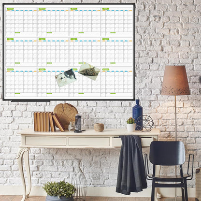 JILoffice Magnetic Dry Erase Calendar Whiteboard, 4 Month White Board Planner 36 X 24 Inch, Black Aluminum Frame Wall Mounted Board for Office Home and School