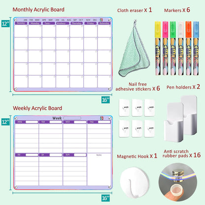 4 PCS Reusable Dry Erase Habit Tracker & Goal Planner |8.3 x 11.7''| with 6 PCS Magnetic Dry Erase Markers, Used as Fitness Planner, Reward, Behavior Chart & Chore Chart for Kids and Adults…