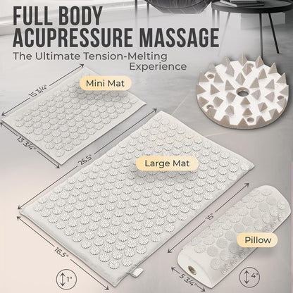 Acupressure Mat and Pillow Set with Mini Pad – Full Body Pain Relief | Mini pad targets hard-to-reach areas like feet, hands and neck for precise pressure relief