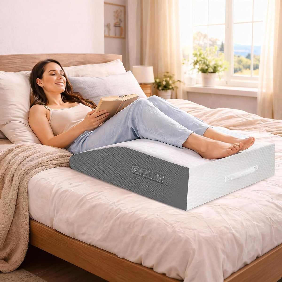 Wedge Pillow for Sleeping, 7.5" Memory Foam Bed Wedge Pillow