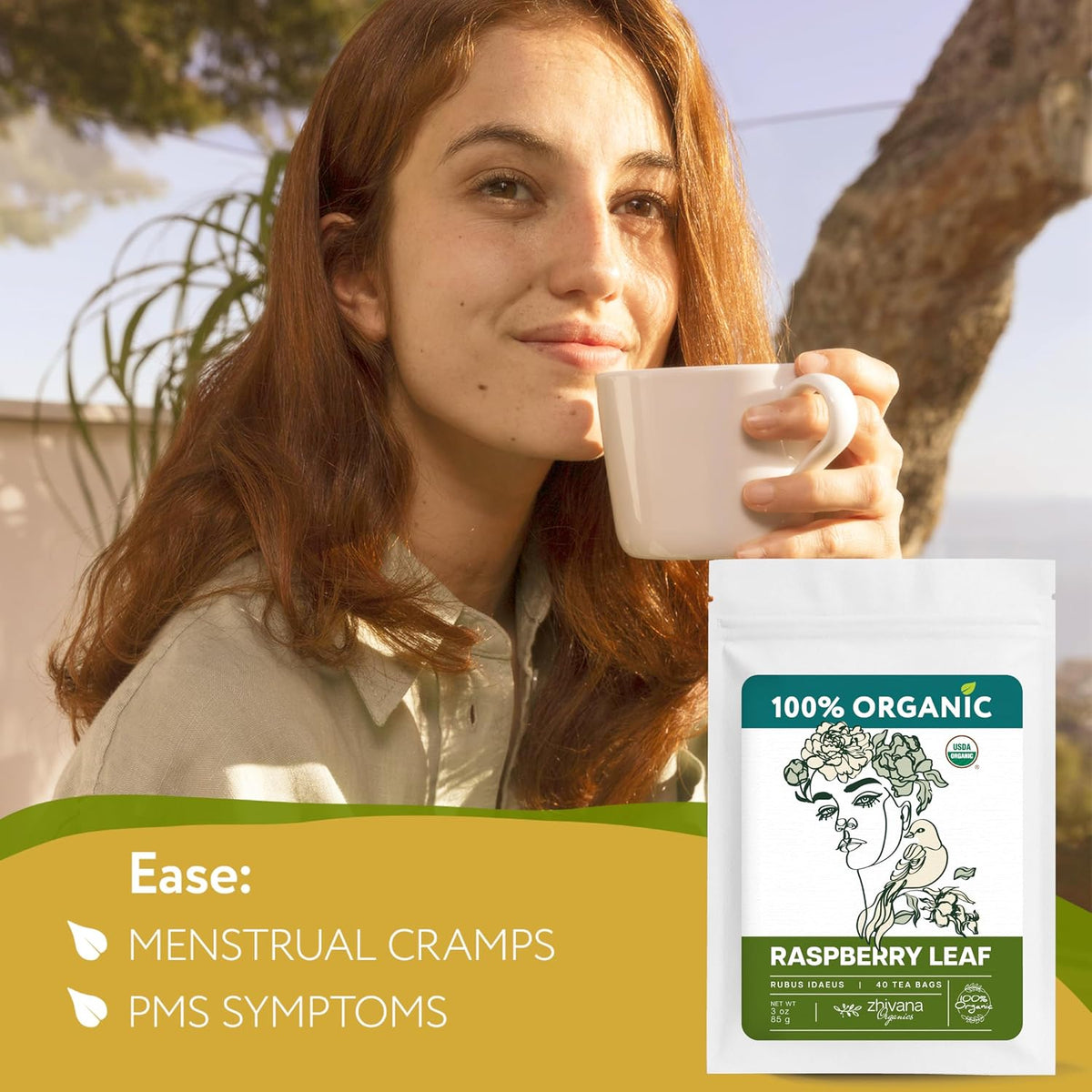 Organic Raspberry Leaf Tea Bags (40 Bleach-Free & Microplastic-Free TeaBags) - Womens Health, Fertility