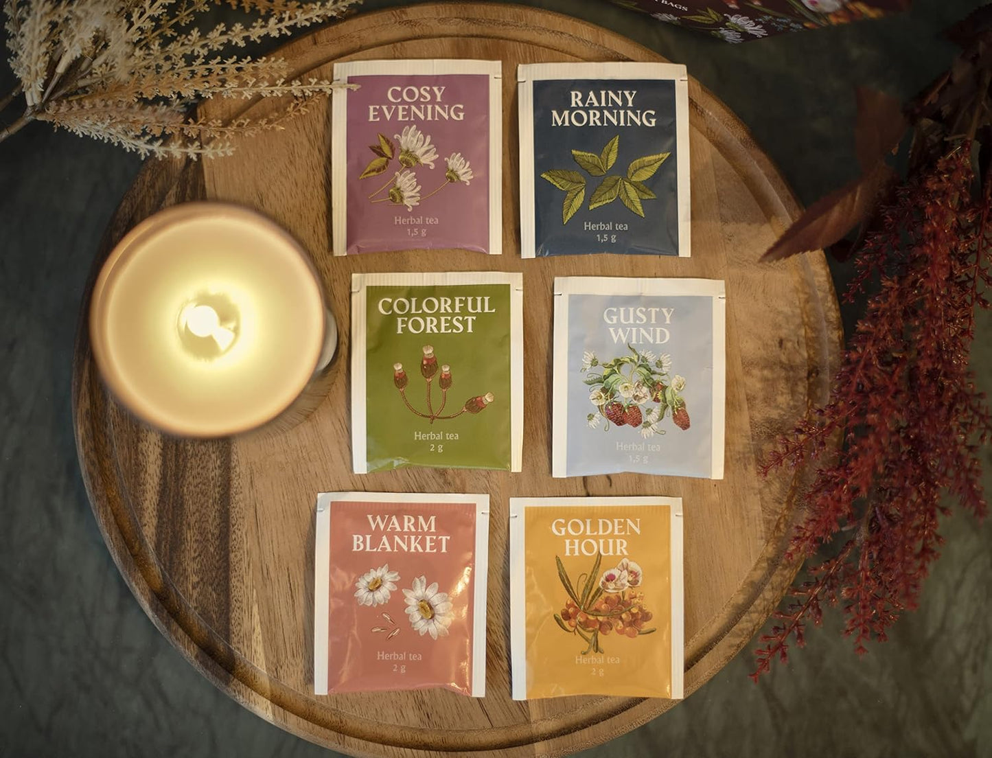 ACORUS Rituals Tea Set - Natural Fruit and Herbal Variety Pack, Tea Gift Set of 6 Different Teas, Sampler of 60 Bags Individually Wrapped