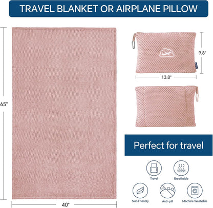 BEDELITE Travel Blanket with Bag, Jacquard Fleece Blanket 65"x40", Blue