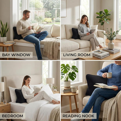 Pat. Pend. Corduroy Lumbar Support Back Pillow for Watching TV, Reading & Gaming, Ergonomic Triangle Support Cushion for Sofa, Armchair & Bed Sitting, Removable Washable Cover, Beige Gray