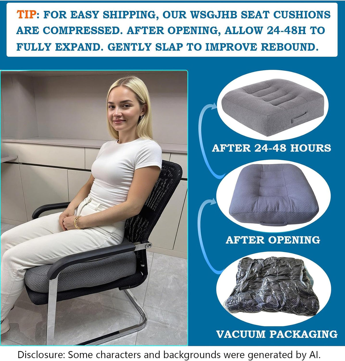 WSGJHB Car Booster Seat Cushion Posture Cushion for Long Sitting