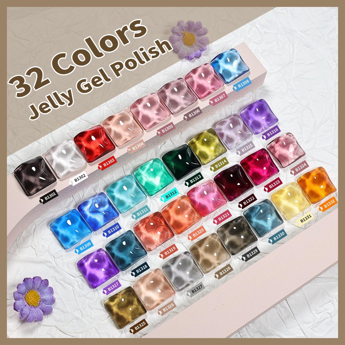 JODSONE Gel Nail Polish Kit 60 PCS with U V Light Soak off Base Top Coat 55 Shine Colors Gel Nail Kit Bright and Dark Brown Wine Red Series Manicure Set for Women and Girls