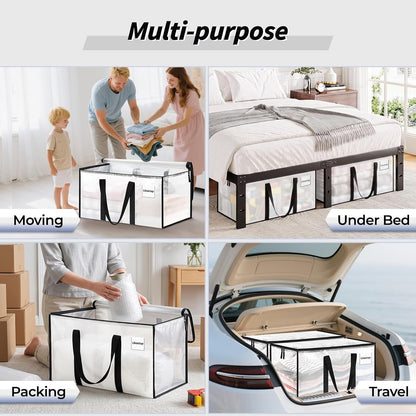ukeetap Extra Large Clothes Storage Bins with Lids, Clear