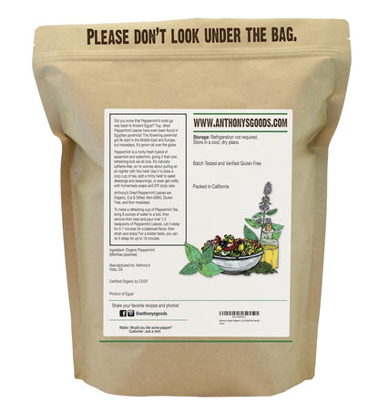 Anthony's Organic Peppermint Leaves, 1 lb, Gluten Free, Non GMO, Cut & Sifted, Keto Friendly