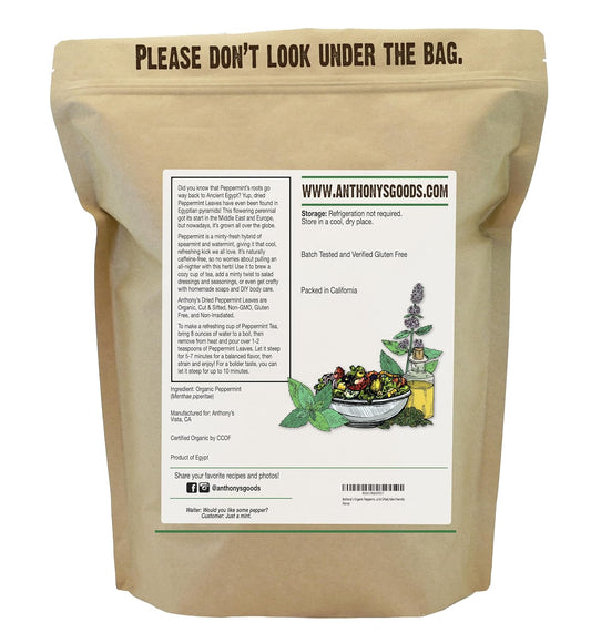 Anthony's Organic Peppermint Leaves, 1 lb, Gluten Free, Non GMO, Cut & Sifted, Keto Friendly
