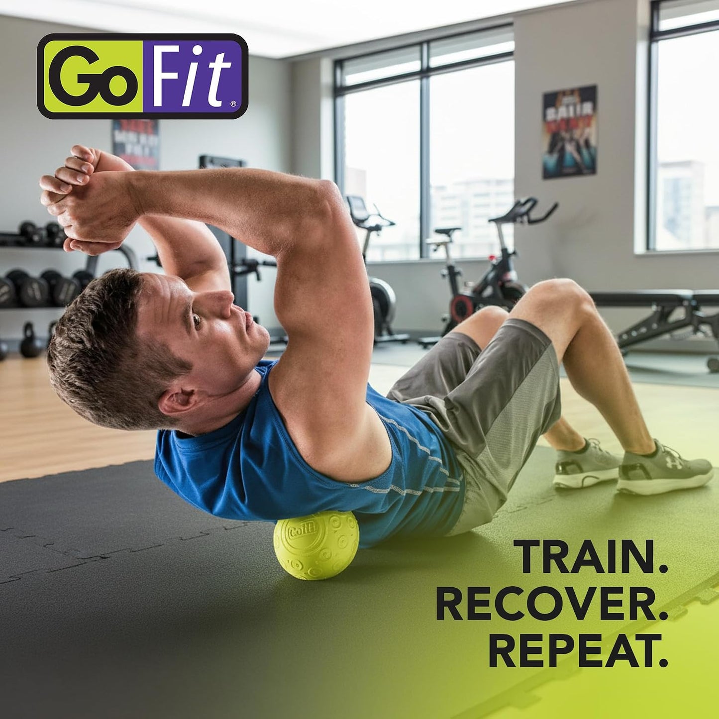 GoFit GoBall Trigger Point Massage Ball for Back, Shoulders, Legs and Glutes, 2.7 Inch Handheld Muscle Massage Tool for Targeted Pressure and Self-Massage