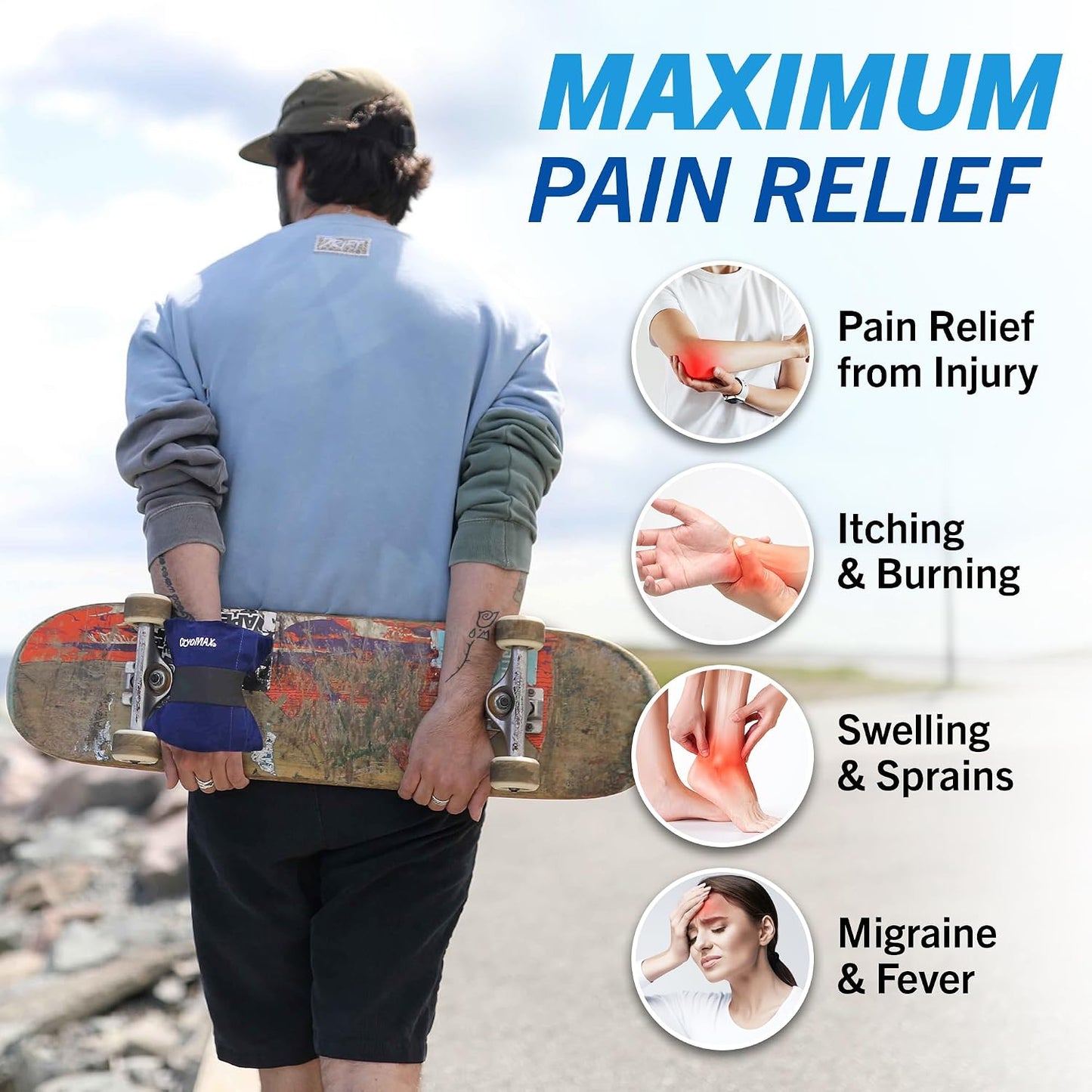 Cryo-Max Cold Pack, 8 Hour Reusable Cold Therapy Ice Pack for Elbows, Knees, Neck + More, Medium, 6" x 12" (1 Count)