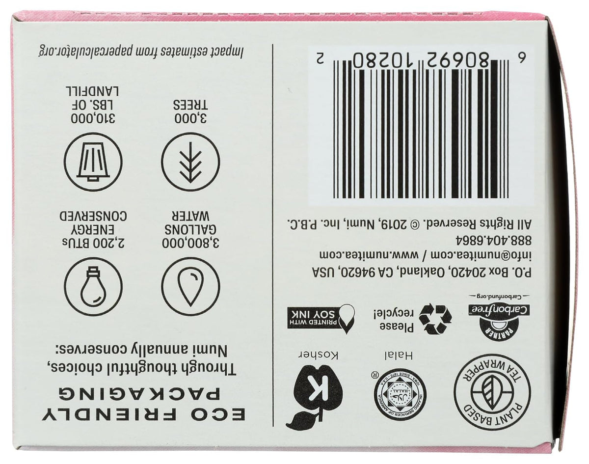 Numi Organic White Rose Tea, 16 Tea Bags, Low Caffeine