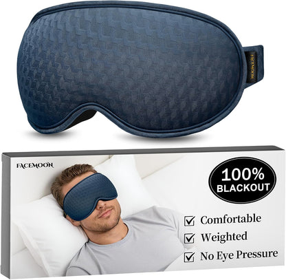 Blackout Weighted Eye Mask for Sleeping: 3D Contoured Gentle-Pressure Sleep Mask for Men & Women - Airplane Travel & Night Shift Essentials, Zero Eye Pressure, Breathable Blindfold, Black