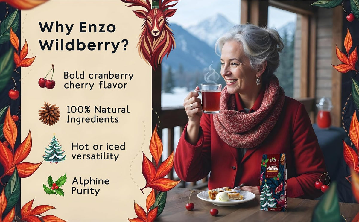 ENZO Tea Master Reserve - Alpine Wildberry (4oz) a Cherry Cranberry Secret Recipe | Mountain-Foraged Wild Berry Hibiscus | Loose Leaf Caffeine Free 37 Servings