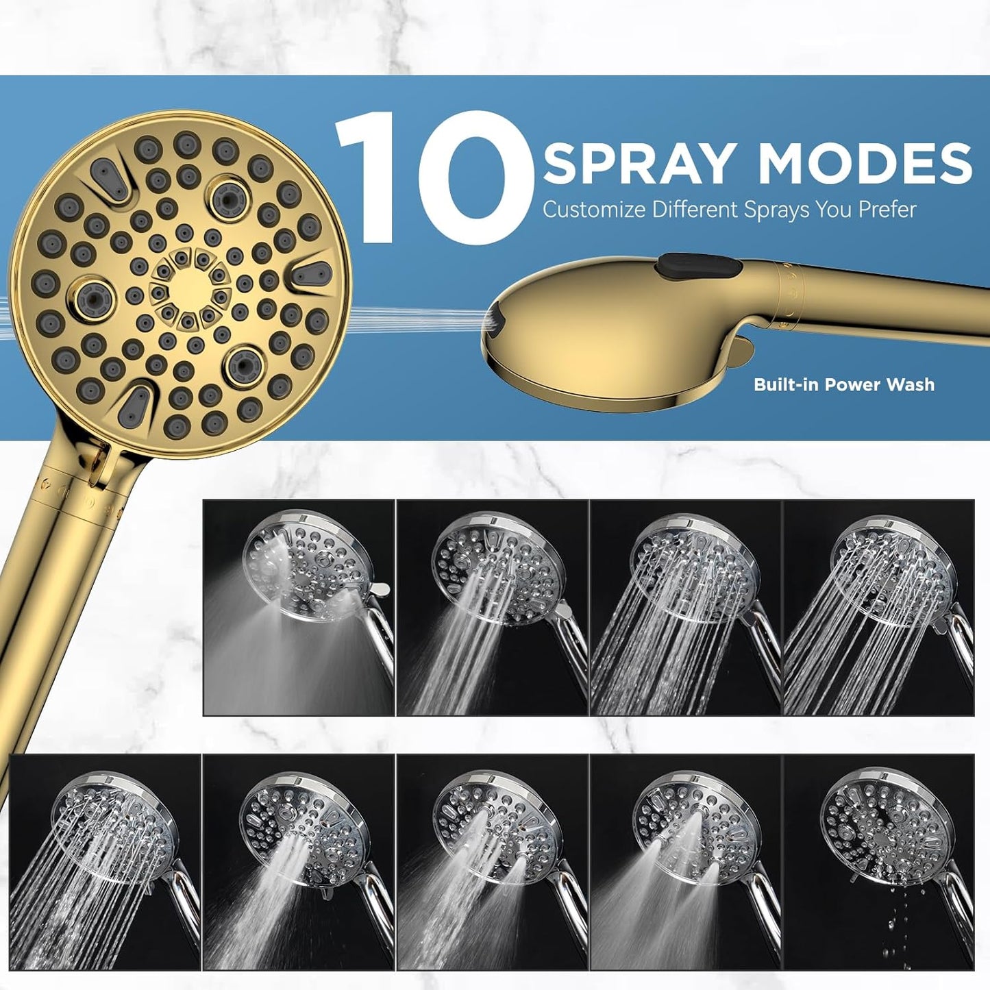 MakeFit Dual Filtered Rain Shower Head Combo, High Pressure Handheld Shower Head with Adjustable Bar - Rainfall Shower Head And Showerhead with Filter for Hard Water - Removes Chlorine