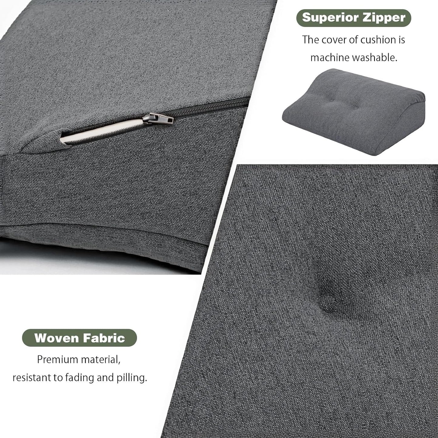 baibu Lumbar Support Pillow for Recliner, Large Memory Foam Dual-Layer Patent Design Back Support Cushion for Sofa & Gaming Chair, Ergonomic Lumbar Pillow with Machine Washable Cover, Brown