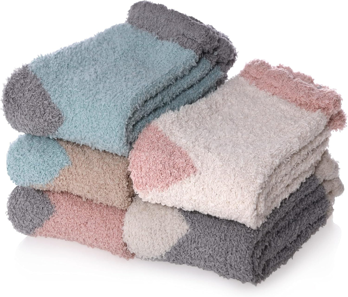CHOWISH Womens Fuzzy Slipper Socks Super Soft Microfiber Fluffy Cozy Winter Warm Fuzzy Crew Socks