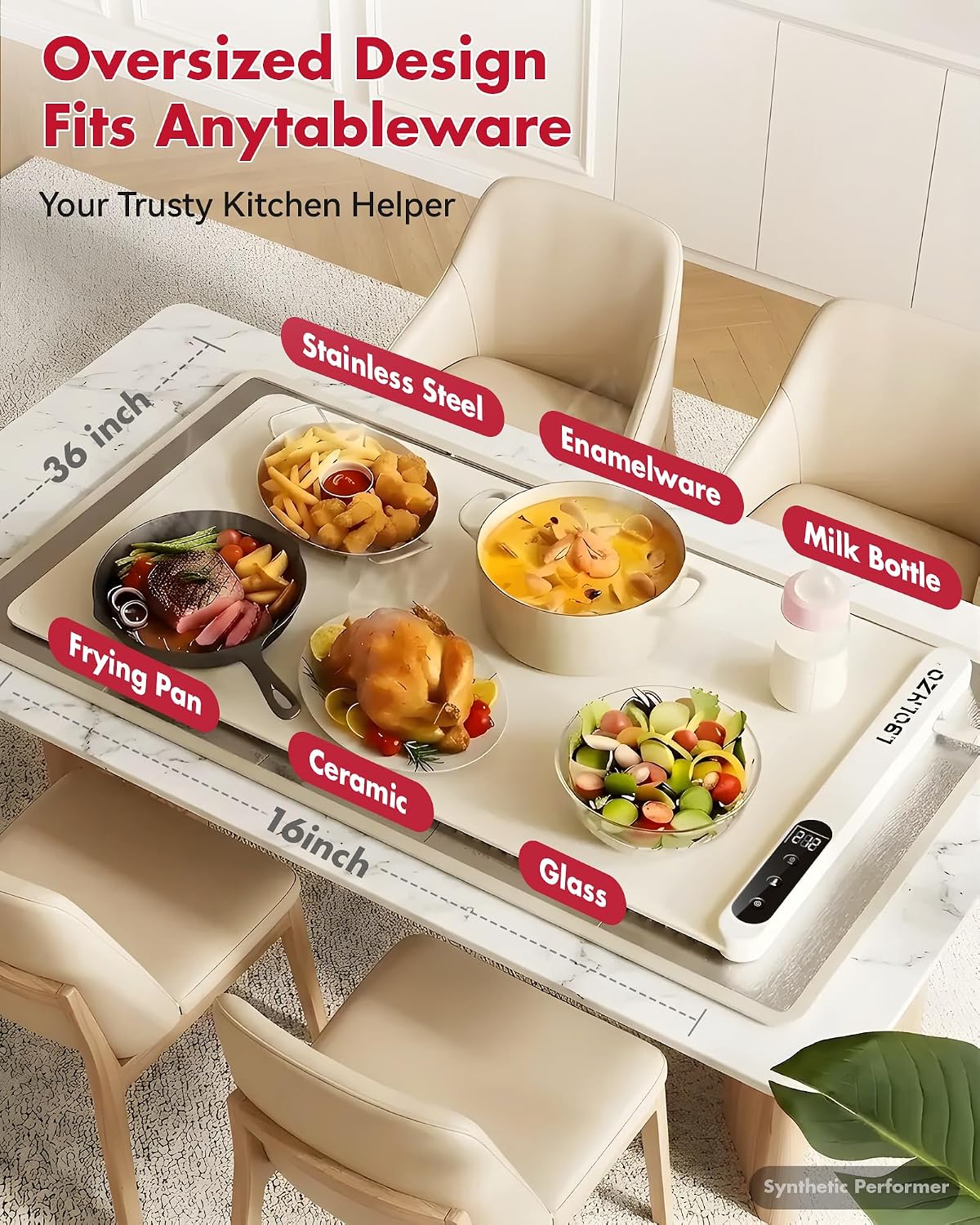 Warming Mat For Food Extra Large 36"x16" 580W Food Warming Mat With Heat Resistant Pad,Chafing Dishes for Buffet 6 Temp 6 Hour,Roll Up Food Warmers for Parties Buffet for Catering Gatherings
