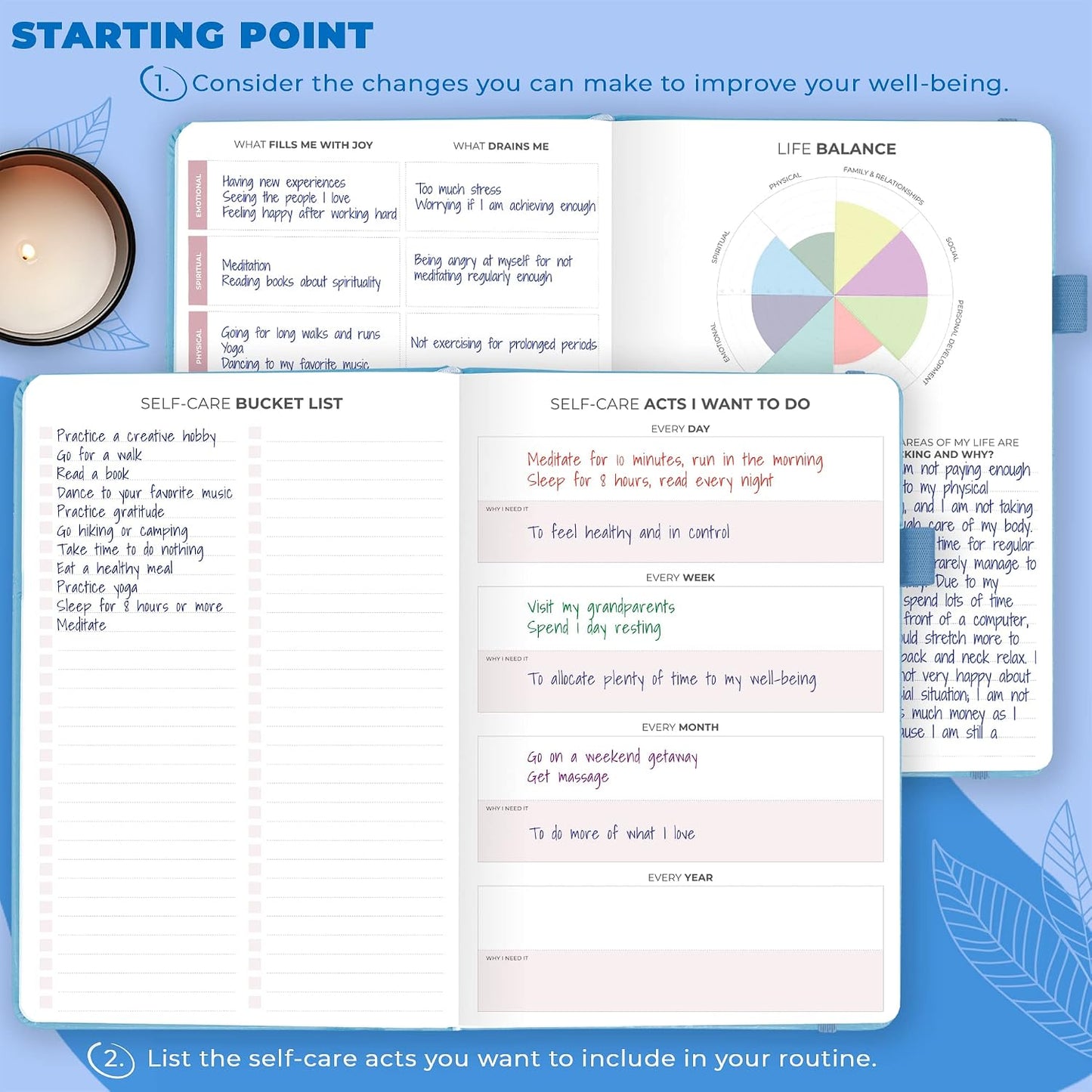 Clever Fox Self-Care Journal for Women, Daily Planner 5.8x8.3 Aquamarine