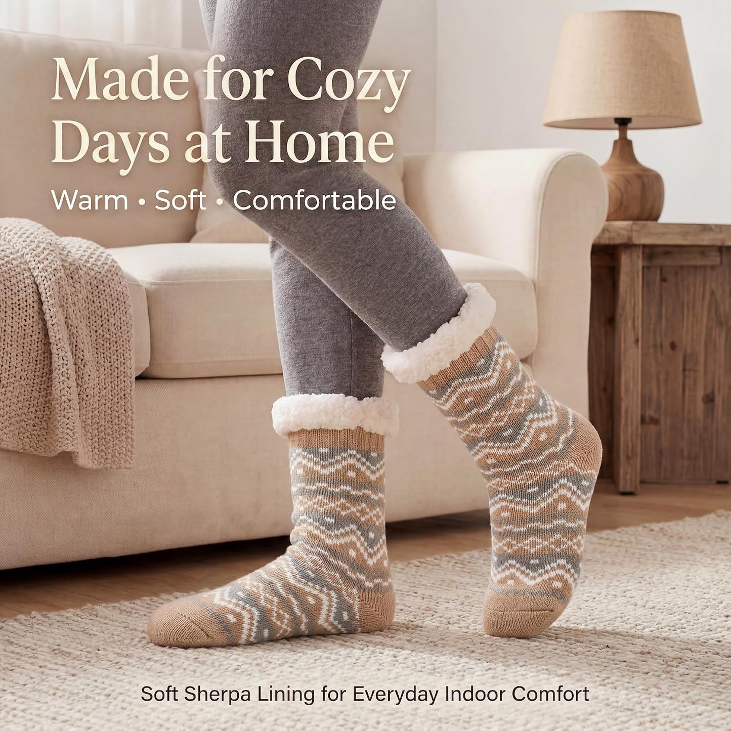 Cozylook Fuzzy Slipper Socks for Women with Grips Warm Cozy Soft Non-Slip Winter Socks Cozy Gift Idea