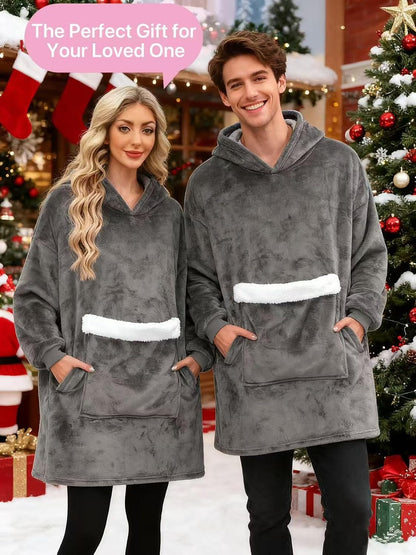 Wearable Blanket Hoodie Gifts for Women Men, Oversized Blanket Sweatshirt Cozy Fleece Blanket with Dog Giant Pocket