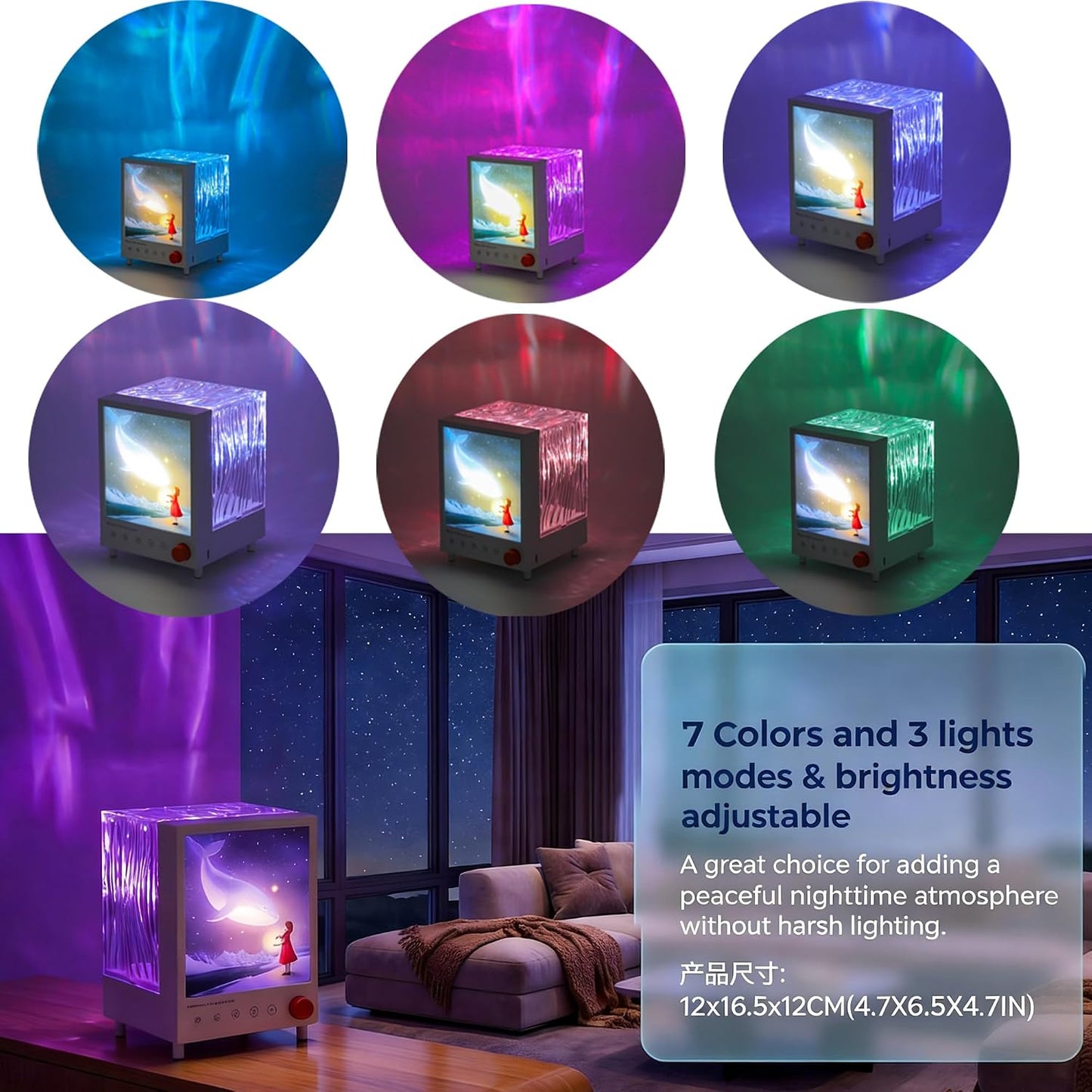 Ocean Wave Projector Light: Rechargeable Ocean Lights Projector with Bluetooth Ultra-Quiet < 25dB Motor with 10,000+ Hour Stable for Bedroom Relaxing Sleep Kids Room Atmosphere
