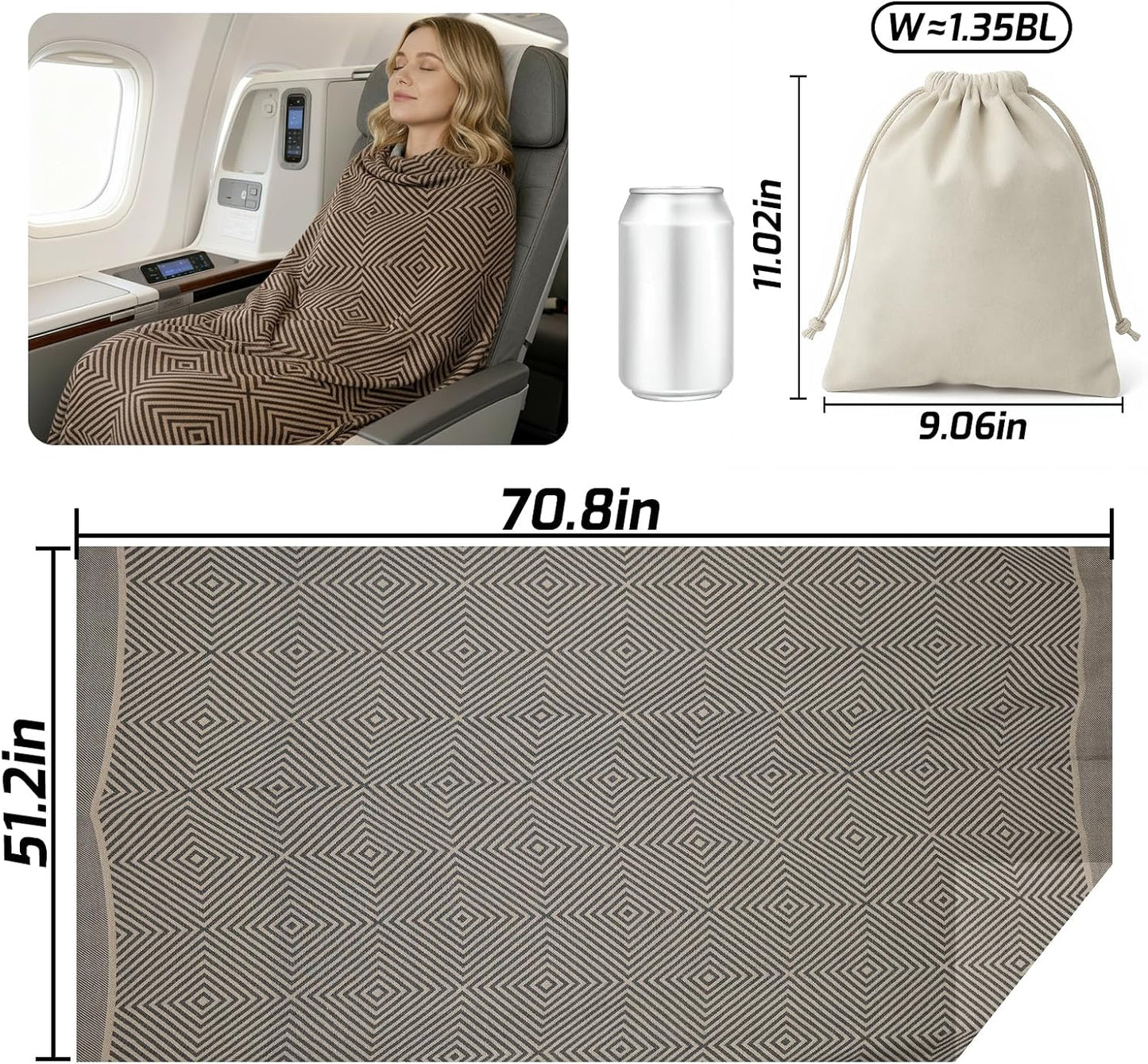 Travel Blanket Airplane - Ultra Soft & Lightweight Knit Design