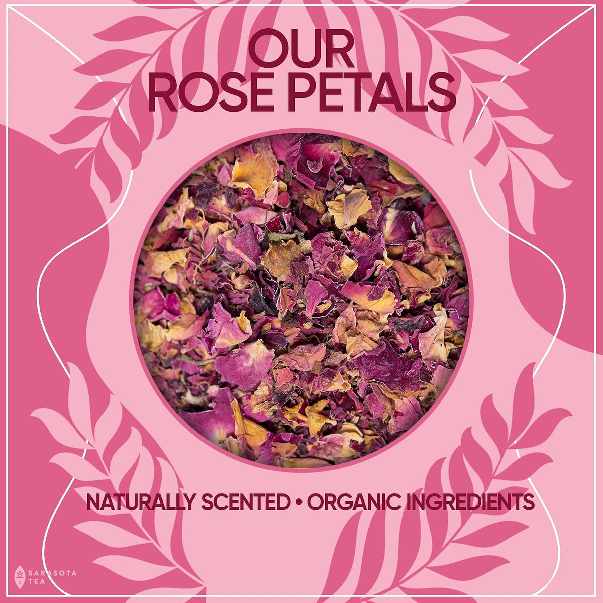 Organic Rose Petals 4.4oz | USDA Organic Dried Rose Petals for Tea, Culinary & Baking | Edible Rose Flowers | Caffeine Free Herbal Tea | Non-GMO | Floral & Aromatic