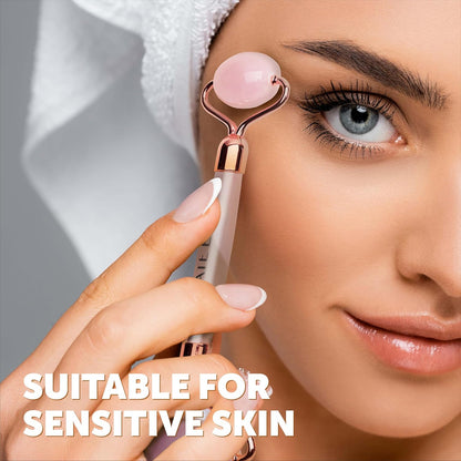 Kate Eve Rose Quartz Face Roller and Gua Sha Set, 100% Natural Brazilian Rose Quartz Facial Massage Tools, Luxury Skincare Gift Box