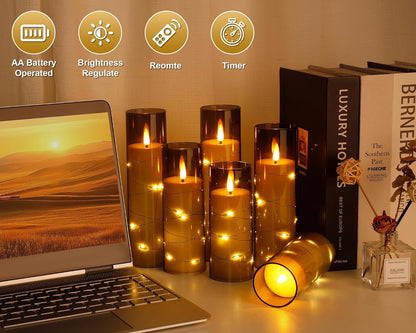 Waterproof Flameless Candles, 12 PC Battery Operated LED Pillar Candles with 2 Remote Controls & Timer, Flickering Indoor Outdoor Candles for Wedding, Patio, Easter, Bathroom, Home Decor, 4''5''6''