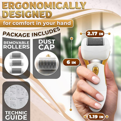 Electric Foot Callus Remover Tool for Dead Skin & Cracked Heels – Battery-Operated Foot Grinder with Replaceable Roller – Pedicure Tools for Feet & Toes – Smooth Feet at Home (Batteries Not Included)