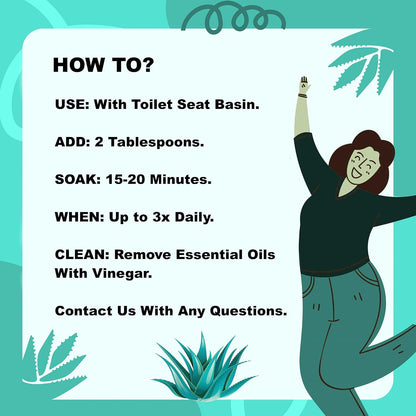 Sitz Bath for Hemorrhoids Soothing 20-in-1 Salts Mix + E Oils, 15 Soaks Concentrate for Toilet Seat Basin
