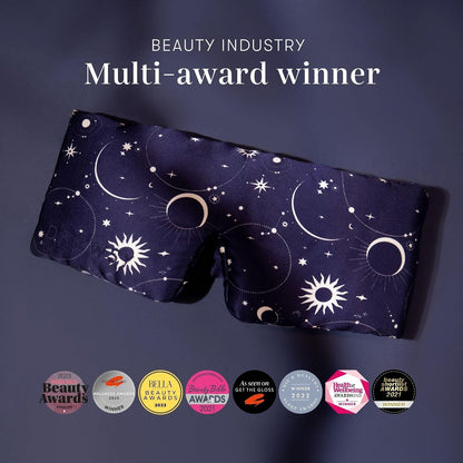DROWSY Silk Sleep Mask - Face-Hugging, Padded Cocoon for Luxury Sleep in Total Darkness - 100% Pure Mulberry Silk (Black Jade)