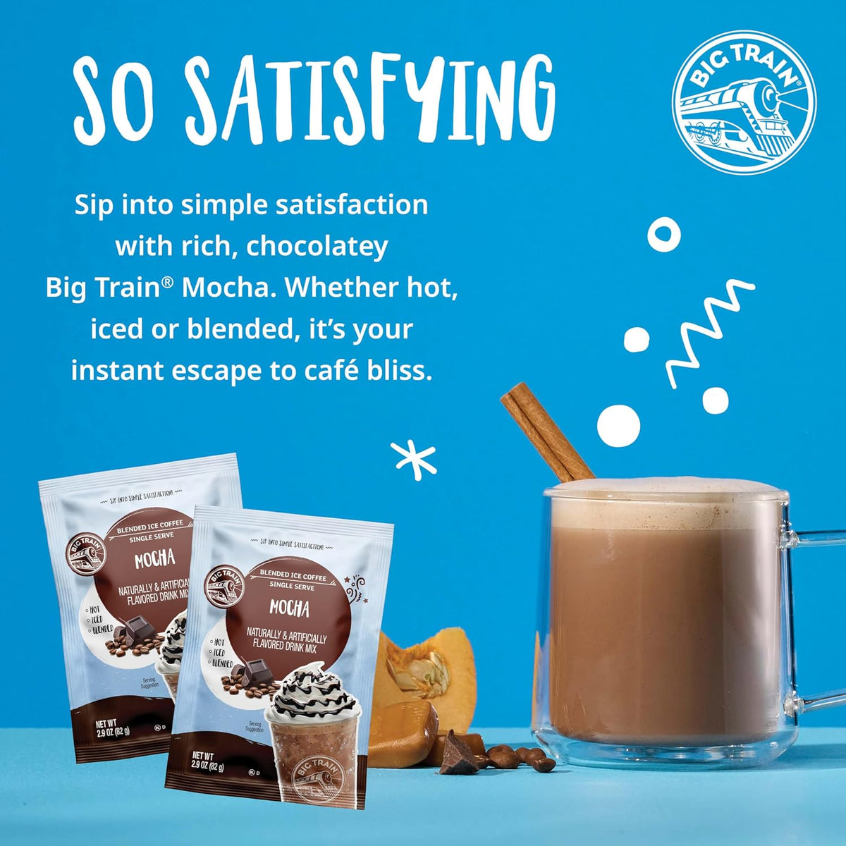 Big Train Spiced Chai Tea Latte Beverage Mix, 2.9 oz Packets (Pack of 12)