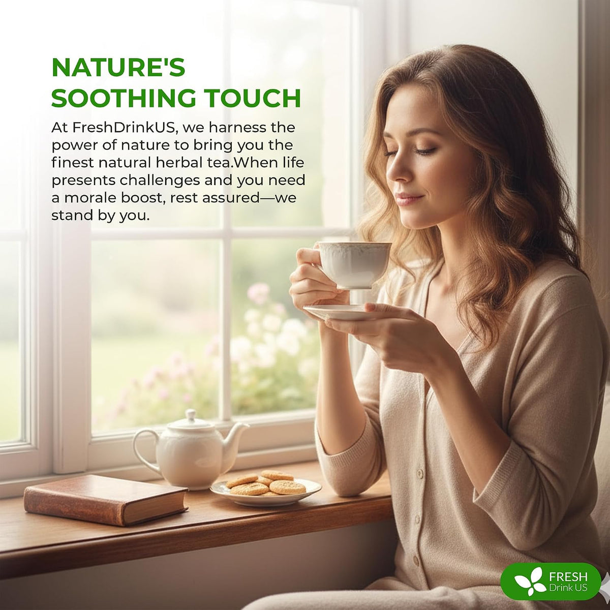 FreshDrinkUS, Premium Green Ginger Tea | 135 Tea Bags | Sencha Green Tea with Ginger, Lemongrass, Turmeric, Hibiscus & Peppermint | Natural Herbal Blend | Comfort & Refreshing, Vegan