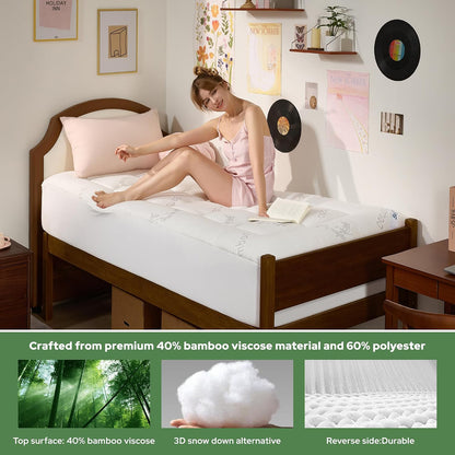 BEDLORE King Mattress Topper Viscose Derived from Bamboo, Thick Pillow Top Mattress Pad with Stretchable Pockets for 6"-18" Mattress, Soft Breathable Mattress Topper for Back Pain Relief(Dark Gray)