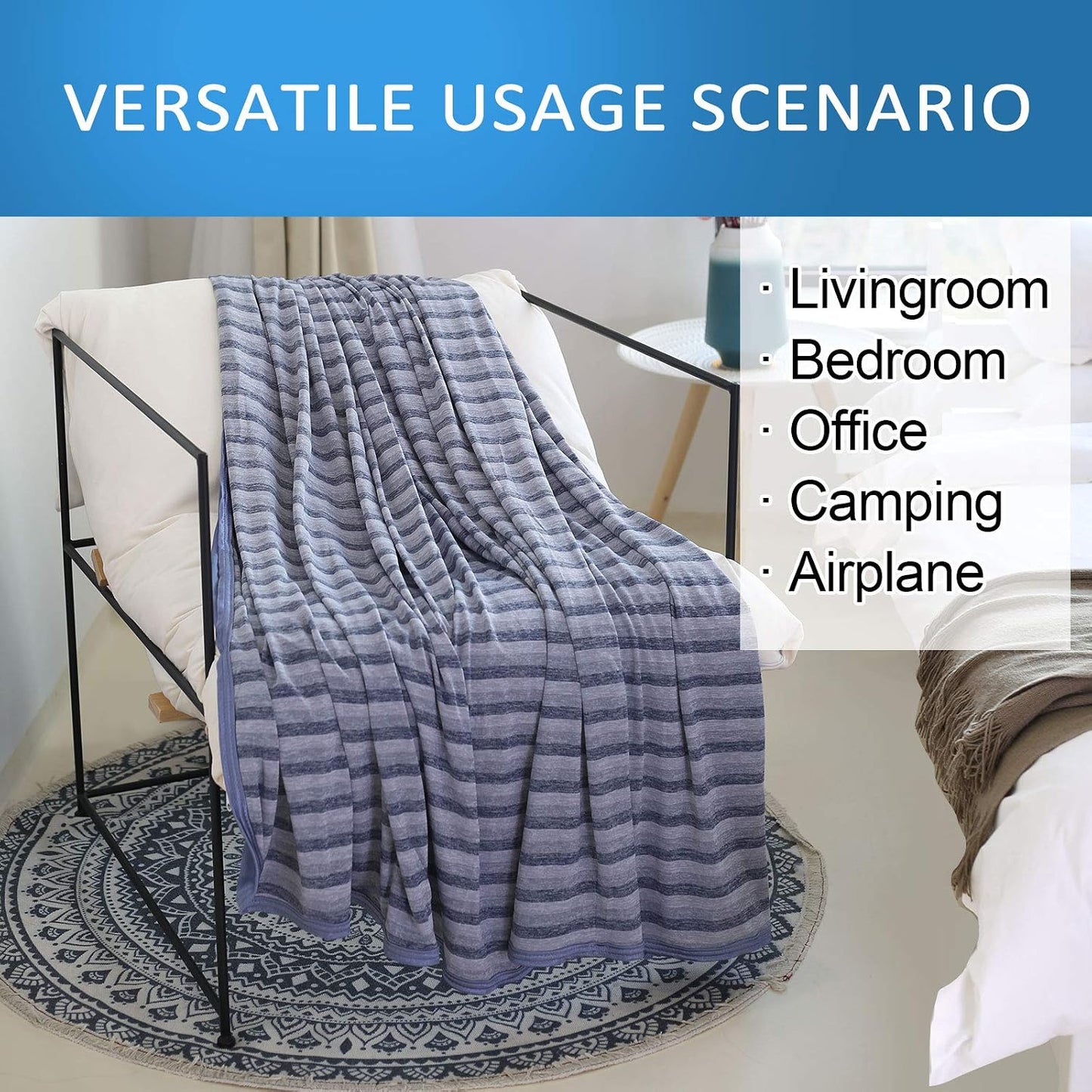Ailemei Direct Cooling Throw Blanket for Hot Sleepers,Double Sided Cold Effect, Lightweight Breathable Summer Bed Blanket for Couch, Transfer Heat to Keep Body Cool Night Sweats,50"x70"