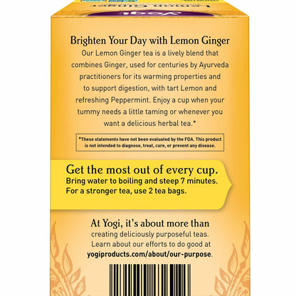 Yogi Tea Lemon Ginger - 16 Bags per Pack (4 Packs) - Organic Ginger Root Tea to Support Healthy Digestion - Includes Lemongrass, Lemon Flavor, Licorice Root, Lemon Peel & More