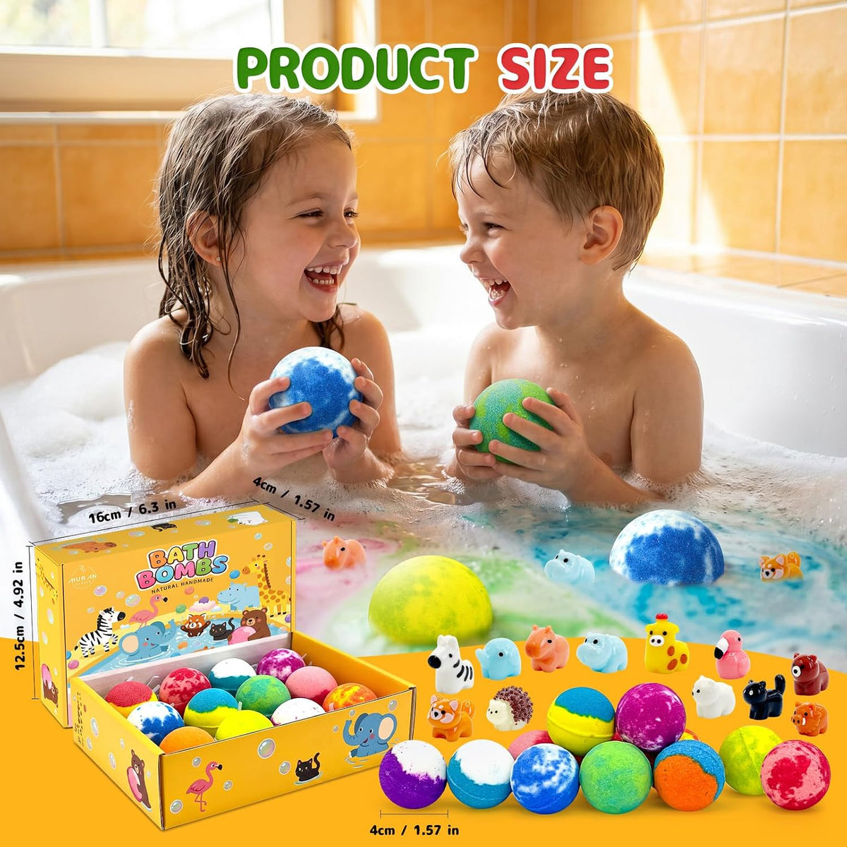 Bath Bombs for Kids with Surprise Toys Inside, 12 Pack Natural Bubble Bath Fizzy Gift Set for Girls Boys Organic,Kids Safe Halloween Birthday Christmas and Party Favor Stocking Stuffers
