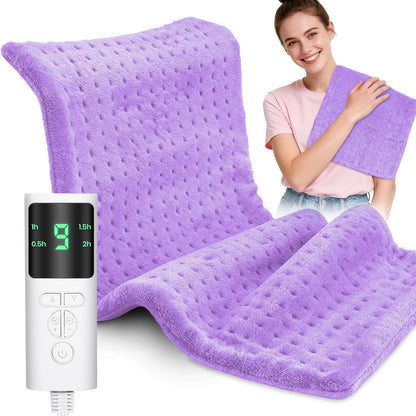 Heating Pad for Back Pain, Electric Heat Pad with 9 Heat Levels & 4 Auto-Off Timers, Portable Heating Pad for Period Cramps, Shoulder, Neck, Machine Washable, Gifts for Women and Men, Grey, 24''×12''