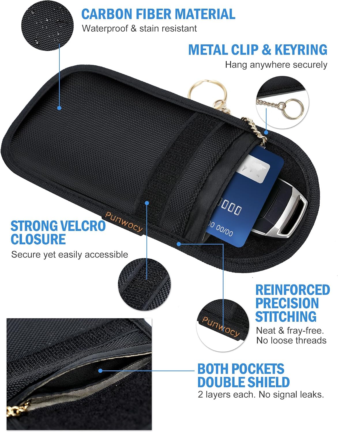 Faraday Bags for Phones & Car Key Fobs, Signal Blocking, 2-Pack