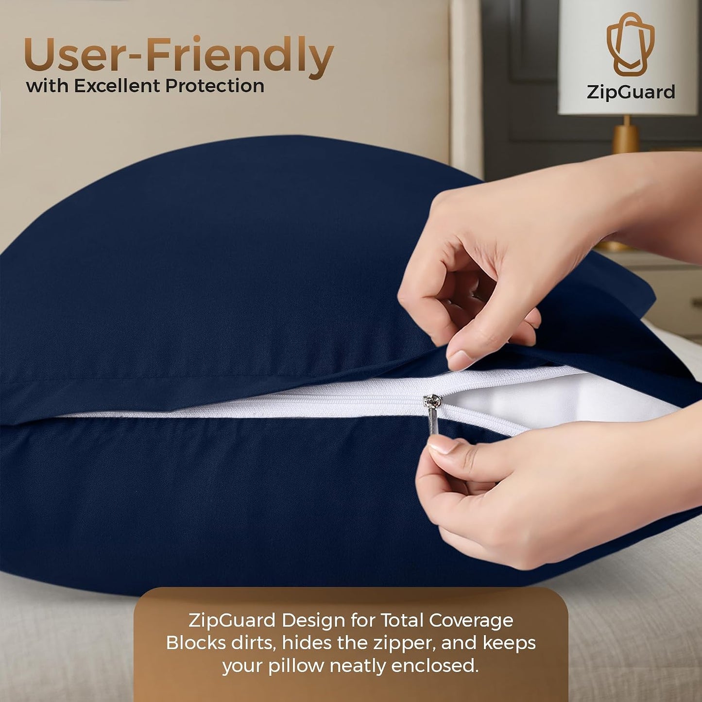 Utopia Bedding 4 Pack Pillow Protectors with Zipper Queen Size, Soft Brushed Microfiber Fabric Pillow Cases, Shrinkage and Fade Resistant Pillow Covers (White)