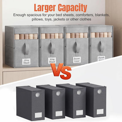Large Bed Sheet Organizers and Storage for Linen Closet, Grey