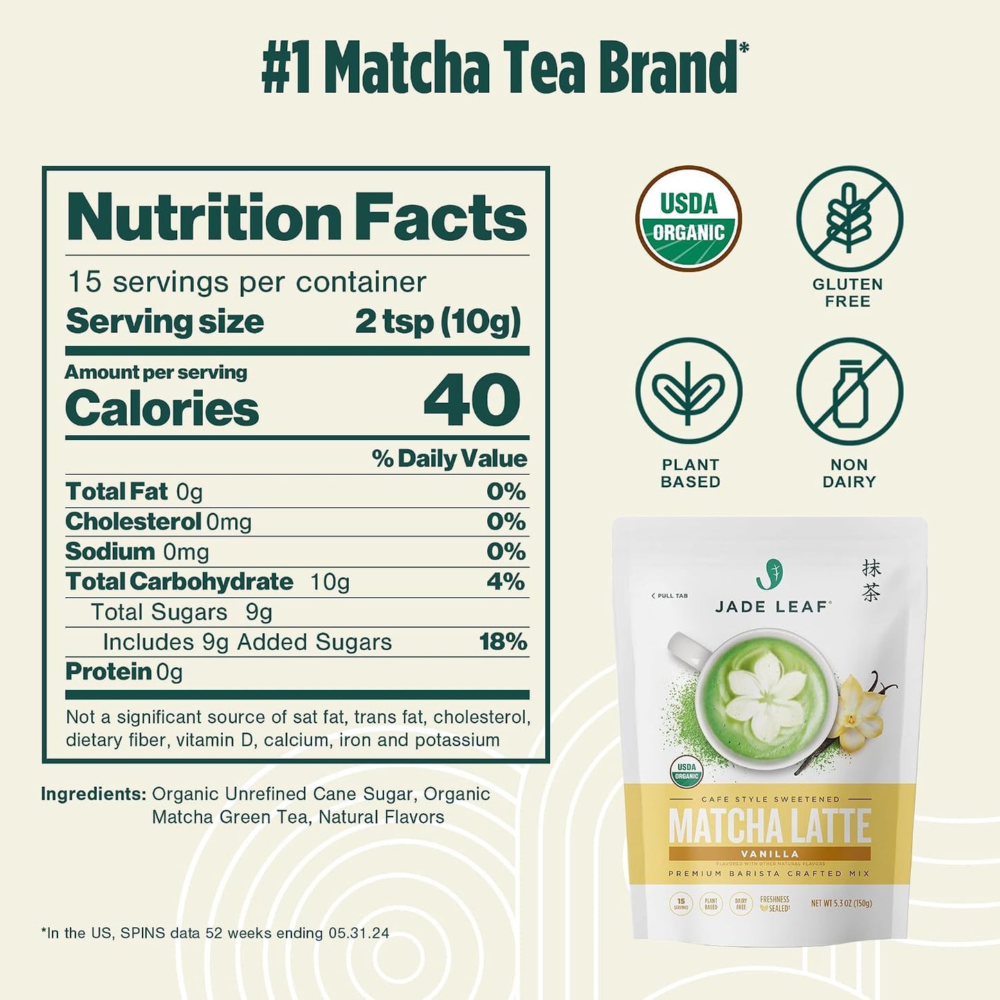 Jade Leaf Matcha Organic Matcha Latte Mix - Bulk Value Size - Lightly Sweet Japanese Matcha Powder with Organic Cane Sugar for Café Style Blend, 35.3 Ounce / 1000g (Pack of 1)