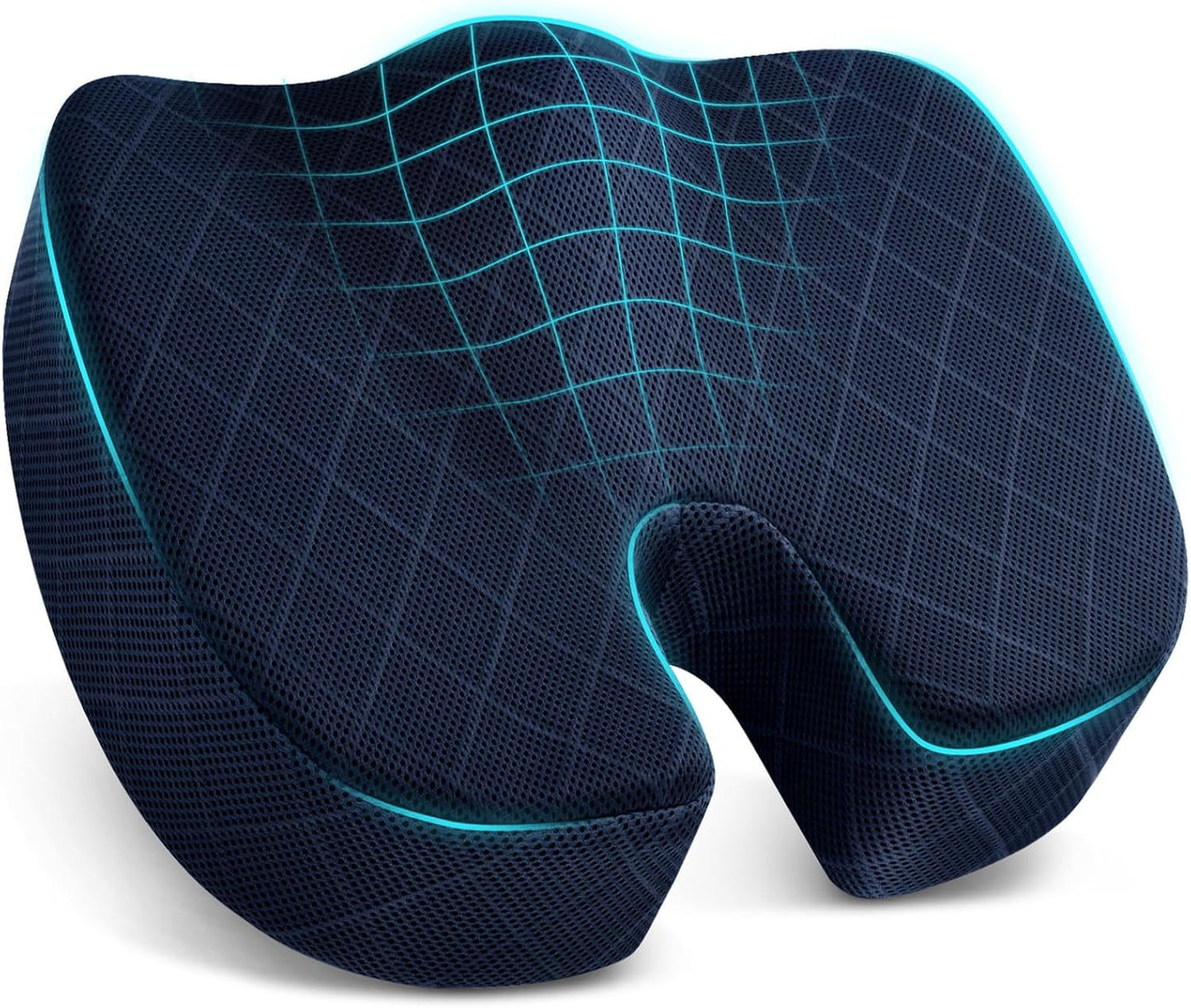 TushGuard Seat Cushion - Memory Foam Sitting Pillow for Office Chair, Car Seat, Airplane, Bleacher - Sciatica & Hip & Coccyx Pain Relief Desk Chair Cushion for Long Sitting Office Workers, Car Drivers