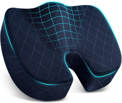 TushGuard Seat Cushion - Memory Foam Sitting Pillow for Office Chair, Car Seat, Airplane, Bleacher - Sciatica & Hip & Coccyx Pain Relief Desk Chair Cushion for Long Sitting Office Workers, Car Drivers
