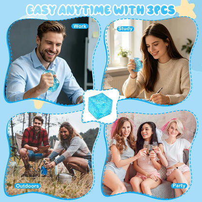 Nice Ice Cube Sensory Squeeze, Ice Cube Squishy Stress Balls for Adults Slow Rise Squishies with Solid Squish Soft Fidgets Malt Sugar Squishy for Anxiety Relief Focus